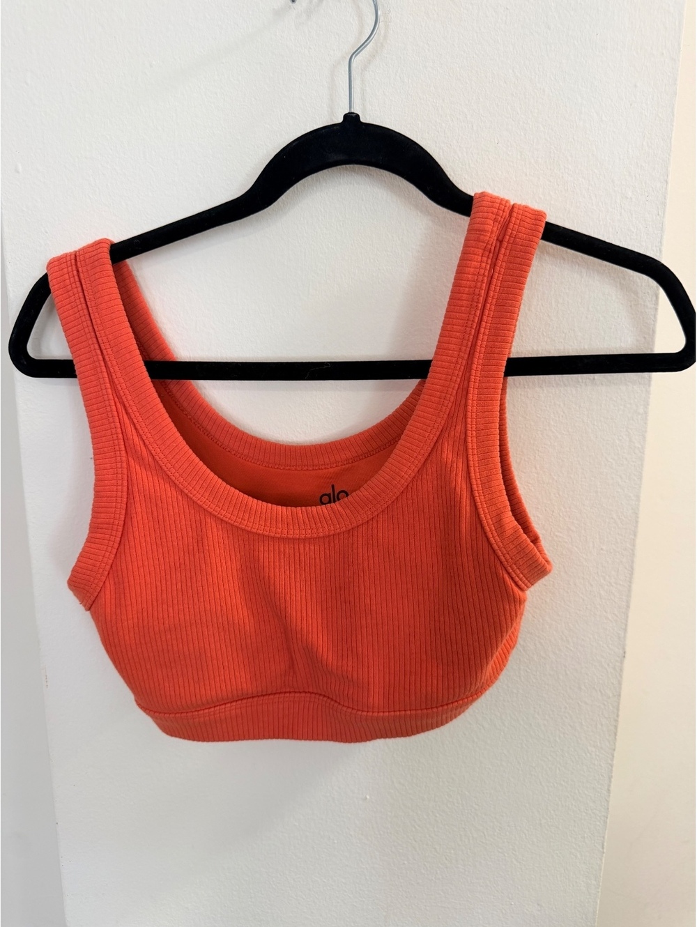 Alo Yoga Wellness Ribbed Sports Bra Bralette Strawberry Coral Pink